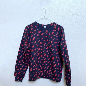 Clare V. Crew Neck Blue & Red Print Sweater
